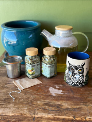 owl tea cup high desert herbal tea