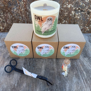 Balsam, birch, oak moss soy wax candle in glass jar